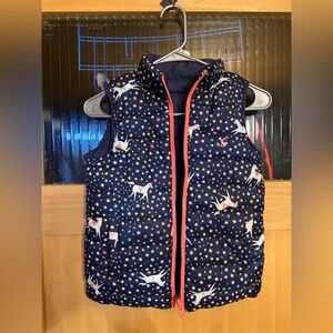Joules Flip It Puffer Vest Navy Unicorn Girls 7/8 Yrs
